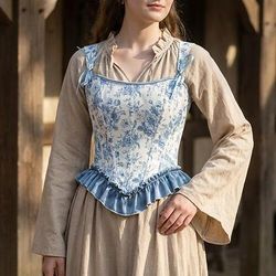 Medievale Rinascimento Cottagecore Corsetto Corsetto Overbust Corpetto Fata Allacciato Floreale Costume Per donna Fantasia Halloween Carnevale Casual Quotidiano Fiera Rinascimentale LARP Adulti