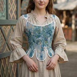 Medievale Rinascimento Cottagecore Corsetto Corsetto Overbust Corpetto Fata Allacciato Floreale Costume Per donna Halloween Carnevale Casual Quotidiano Fiera Rinascimentale LARP Adulti Corsetto