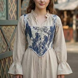 Medievale Rinascimento Cottagecore Corsetto Corsetto Overbust Corpetto Fata Allacciato Floreale Costume Per donna Fantasia Halloween Carnevale Casual Quotidiano Fiera Rinascimentale LARP Adulti