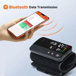 Tensiomètre Bluetooth, grand écran, 2 jeux de stockage de données, tensiomètre intelligent portable pour le haut du bras
