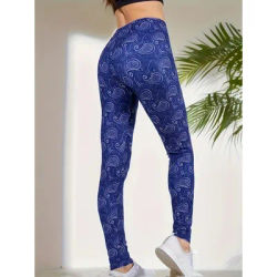 Leggings de sport décontractés pour femmes, imprimé plante irrégulière, pantalon de Yoga, d'entraînement physique, court très extensible