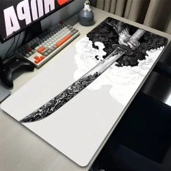 Samouraï noir et blanc Anime tapis de souris Gamer clavier grand tapis de souris accessoires de jeu tapis de bureau épée tapis d'ordinateur portable antidérapant