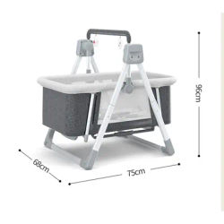 Smart Baby Rocker Cradle - Wireless Music, Variable Speed, Foldable Aluminum Stand, Detachable Bassinet with Time & Manual Mode