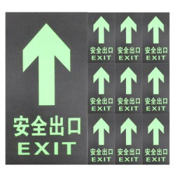 10Pcs Photoluminescent Safety Exit Stickers Glow in Directional Sign Decals for Fire Exit Door Wall Floor
