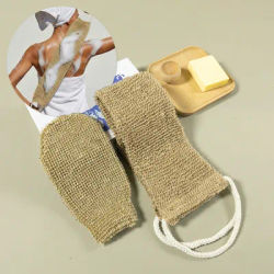 Natural Jute Exfoliating Bath Set with Scrubber Mitt & Back Strap – Deep Cleansing Body Scrub for Men & Women, Eco-Friendly Skin