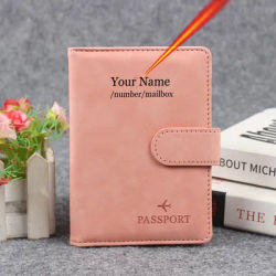 Bouton magnétique couverture de passeport personnaliser nom sur couverture Rfid voyage portefeuille hommes femmes étui pour passeports passeport portefeuille sac