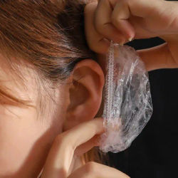300 Pièces Cache-oreilles jetables imperméables transparents et élastiques pour la protection des cheveux lors de la douche et la coloration, protection auditive étanche