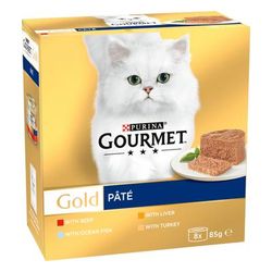 192 x 85g Pâté Recipes Mega Pack Multipack (Ocean Fish, Liver, Turkey, Beef) Gourmet Gold Wet Cat Food