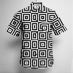 Retrò Vintage Anni '70 Camicia Camicia Aloha Hippie Disco Geometrico Costume Per uomo Mascherata Vacanza Feste Parata dell'Orgoglio Adulti Camicia
