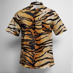 Retrò Vintage Anni '70 Camicia Camicia Aloha Hippie Disco Leopardo Costume Per uomo Mascherata Vacanza Feste Parata dell'Orgoglio Adulti Camicia