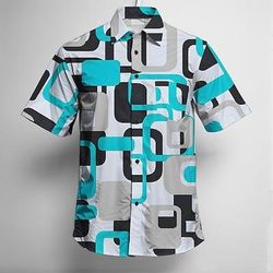 Retrò Vintage Anni '70 Camicia Camicia Aloha Hippie Disco Geometrico Costume Per uomo Mascherata Vacanza Feste Parata dell'Orgoglio Adulti Camicia