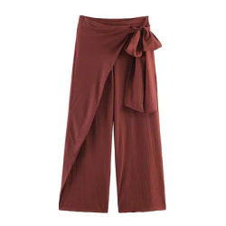 Pantalon large personnalisé haut de gamme pour femme, taille haute, coupe irrégulière, amincissant, polyvalent, idéal pour l'été 2026, les loisirs et les vacances