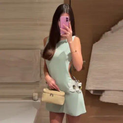 Robe mini élégante pour femmes, sans manches, à fleurs 3D, vert clair, robes de fête pour les vacances, vêtements tendance pour femmes, nouvelle tendance estivale
