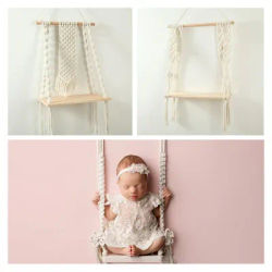 Newborn swing crib photography props,baby wooden basket for photo shoot