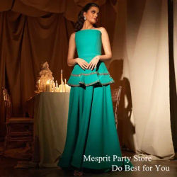 Robe de Soirée Verte pour Femme, Peplum Personnalisé, Tenue de Bal Saoudien, Corset Trapèze