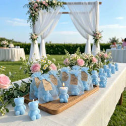 10sets Blue Bear Candles, Cute Minimalist Style for Young Urban Families and Party Planners, Baby Shower, Birthday Party Favors