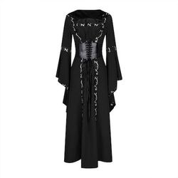 Set Retrò Vintage Medievale Rinascimento Lunghezza al pavimento Vestito Corsetto Lunghe Strega Fata Allacciato Collo quadrato Costume Per donna Fantasia Halloween Carnevale Fiera Rinascimentale LARP