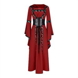 Set Retrò Vintage Medievale Rinascimento Lunghezza al pavimento Vestito Corsetto Lunghe Strega Fata Allacciato Collo quadrato Costume Per donna Fantasia Halloween Carnevale Fiera Rinascimentale LARP