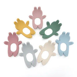 Cute bunny rocking toy, baby teether, food-grade silicone, suitable for babies 0-12 months old, makes a great newborn gift.
