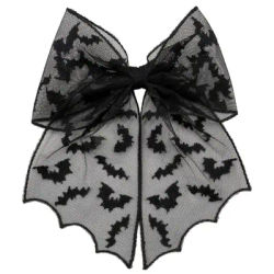 Creative Star Spider Web Hair Clip Spring Clip Gothic Bat Head Veil Black Elegant Halloween Hairpin Wedding