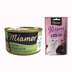 12 x 85 g Miamor Paté + 50 g Miamor Kissies con Anatra gratis! - Fagiano