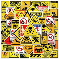 10/30/60PCS Warning Yellow Adhesive PVC Sticky Sticker Aesthetic Stationery DIY Decoration Scrapbooking Supplies