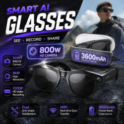 AI Camera Glasses 2026 New 1080P Video Recorder Bluetooth Audio Open Ear Music Voice Control WiFi Sync Smart Eyewear Outdoor Use
