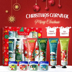 SADOER 5Pcs Christmas Skin Care Gift Set Hand Foot Mask Lip Balm, Moisturizing Repair for Dry Whitening Anti Wrinkle Cream Set