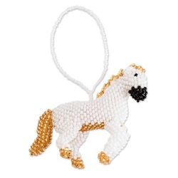 Golden Freedom,'Handcrafted Glass Beaded Horse Ornament with Golden Tones'