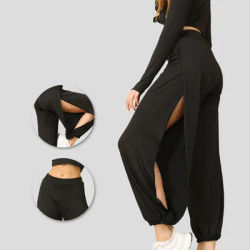 Leggings taille haute pour femme, coupe harem à fente haute, style hippie, pour le sport, le fitness, la course, le yoga, le pilates, les joggers, les pantalons décontractés et les pantalons fuselés