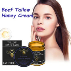 Beef Tallow Honey Cream Moisturizing Firming Soft Smoothing Skin Soothing Reduce Redness Hydrating Nourishing Tallow Honey Balm