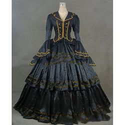 Abito Retrò Vintage Rococò Vittoriano Lunghezza al pavimento Vestito Abito Taglie Forti Normale Su misura Ad aletta Vintage Costume Per donna Reale Balli di fine anno Feste Carnevale di Venezia