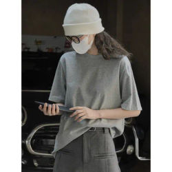 2025 femmes été 100% coton t-shirts de haute qualité col rond manches courtes Style ample t-shirts été hauts pour femmes vêtements
