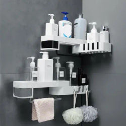 Practical Plastic Bathroom Kitchen Corner Storage Rack Organizer Shower Shelf Suitable Bathroom Washing Body Supplies Shelves