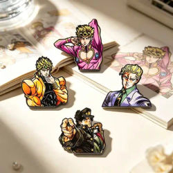 1/3/4pcs JoJos Bizarre Adventure Enamel Brooch Set Cartoon Character Giorno Kira Dio Jotaro Metal Badge for Backpack Accessory
