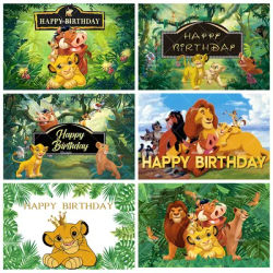 Cartoon Lion King Party Decoration Background Lion King Simba Children's Birthday Decorations Party Supplies Baby Baptism Banner