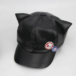 Casquette de baseball Kawaii Asuka à oreilles de chat, chapeau en cuir PU Anime Evangelion, chapeau de soleil créatif pour cosplay, accessoires de dessin animé, cadeau parfait pour les fans