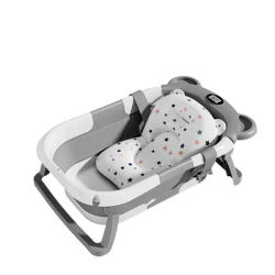 Foldable Baby Bathtub with Temperature Sensor, Newborn Household Bath Tub, Sit & Lie Support