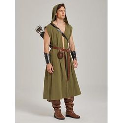 Set Retrò Vintage Medievale Rinascimento Pantaloni Gilet Cintura in Vita con accessori Senza maniche Guerriero Vichingo Costume Per uomo Vichingo Fantasia Halloween Carnevale Feste Performance LARP