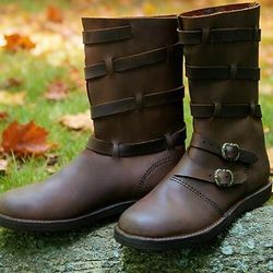 Retrò Vintage Medievale Rinascimento A stivale Pirata Guerriero Ranger Fibbia Costume Fantasia Halloween Carnevale Fiera Rinascimentale LARP Adulti Scarpe