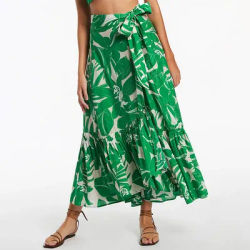 CPUTAN-Bikini brésilien à imprimé floral pour femme, maillot de bain vintage, robe de plage sexy, longue couverture, 2024
