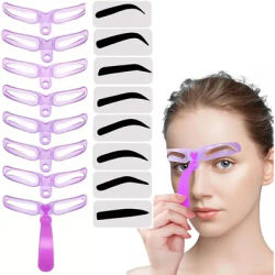 Eyebrow Stencils, Eyebrow Template, Eyebrow Shaping Kit,8 Styles Reusable Eyebrow Stencil with Handle and Strap, Washable
