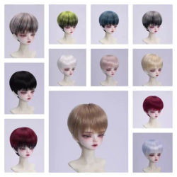 BJD Wigs Short Hair for 1/3 1/4 1/6 Dolls SD MSD MDD Yosd Wigs Doll Gold Black White Blue Pink Brown Hair