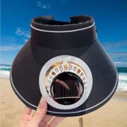 Chapeau de soleil d'été respirant avec ventilateur intégré, maille anti-vent puissante, large bord, protection solaire, casquette à ventilateur solaire