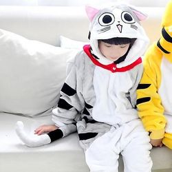 Costume da band di animali Pigiama Kigurumi Costume di fantasia Costume tutina Fantasia animale Gatto Tigre Caldo Costume Divertente Comodo Bambini Unisex Ragazzi e Ragazze Halloween Carnevale