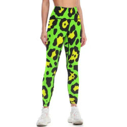 Leggings vert néon à imprimé léopard - Roar Leggings Pantalons de sport pour femme Leggings de sport pour femme Leggings de jogging pour femme