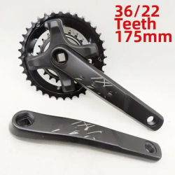 1 Set Mountain Bike Crankset 36/22T 8-9 Speed 175mm Aluminum Alloy Square-Taper Chainring Set Black Bicycle Parts