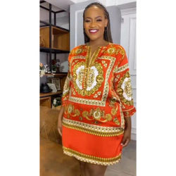 Jupe longue en mousseline de soie pour femmes, motif folklorique africain, grande taille, haute qualité, été