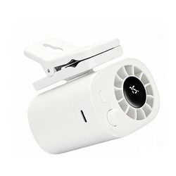 Ventilatore portatile senza fili da auto con clip per aletta parasole, alimentato a batteria ricaricabile, con 100 velocità, regolazione a 360°, display a LED, piccolo ventilatore personale per auto,