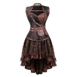 Punk e gotico Ispirato al vintage Medievale Steampunk Gonna Corsetto Completi Stile Carnevale di Venezia Costumi da pirata Per donna Orlo asimmetrico Halloween Feste Halloween Per adulto Gonne